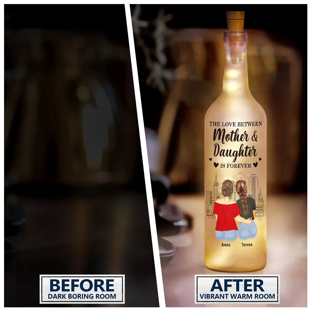 Gift For Mother, Gift For Women, Mom - Daughters (Adult), Happy - The Love Between A Mother & Daughter - Personalized Bottle Light