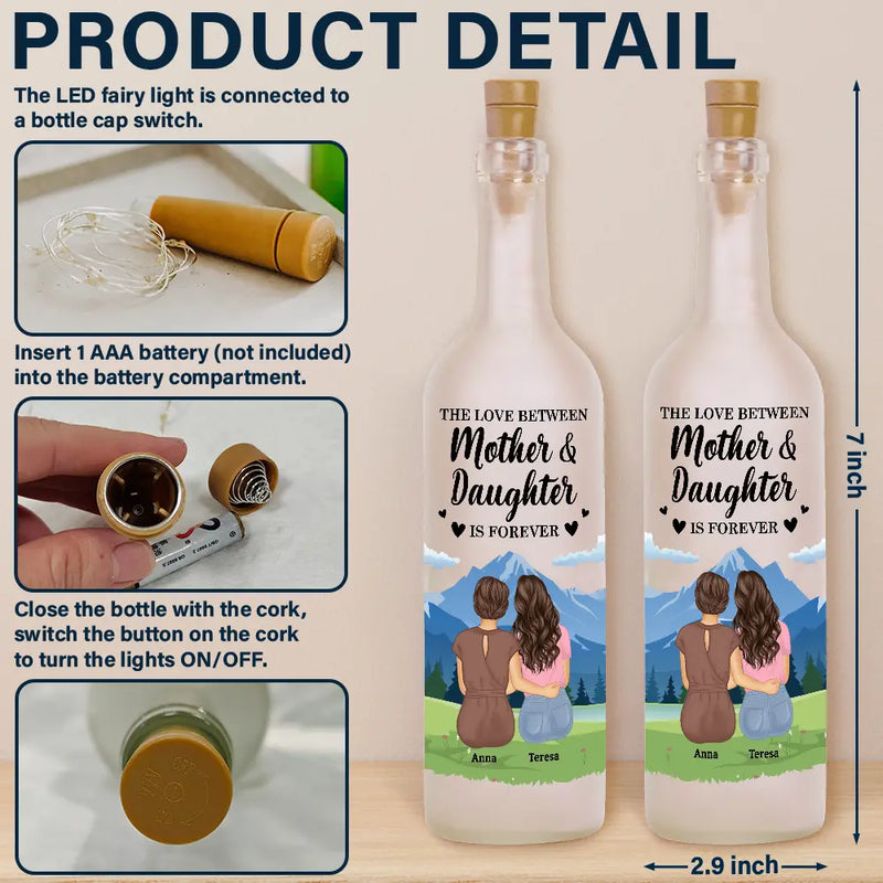 Gift For Mother, Gift For Women, Mom - Daughters (Adult), Happy - The Love Between A Mother & Daughter - Personalized Bottle Light