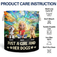 Dog Lovers,Pet Lovers,Dog Mom,Dog Dad,Pet Mom,Pet Dad,Happy - Just A Girl And Her Dog - Personalized Laundry Basket, Storage Basket
