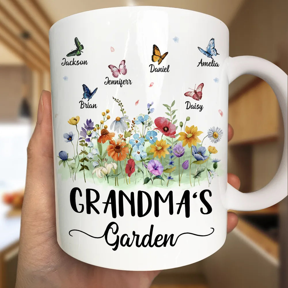 Gift For Grandma,Gift For Mother,Happy - Grandma's Garden Butterflies - Personalized Mug