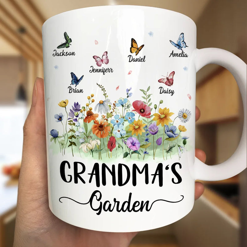 Gift For Grandma,Gift For Mother,Happy - Grandma's Garden Butterflies - Personalized Mug