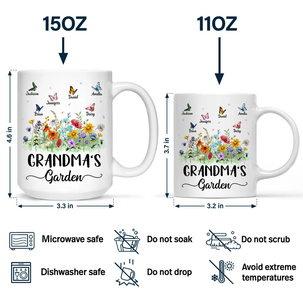 Gift For Grandma,Gift For Mother,Happy - Grandma's Garden Butterflies - Personalized Mug