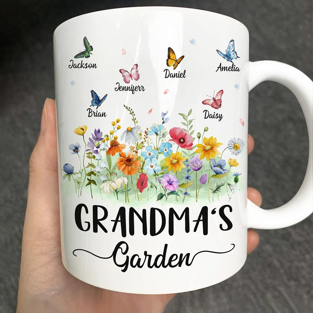 Gift For Grandma,Gift For Mother,Happy - Grandma's Garden Butterflies - Personalized Mug