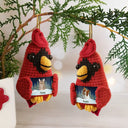 Family,Christmas,Pet Lovers,Memorial,Sad - Custom Photo Memorial Pet Family Face - Personalized Crochet Cardinal Bird Hanging Decoration