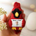 Family,Memorial,Sad,Christmas - Custom Photo Memorial Always In Our Heart - Personalized Crochet Cardinal Bird Hanging Decoration