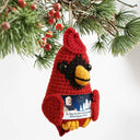 Family,Memorial,Sad,Christmas - Custom Photo The Sky Looks Different Memorial - Personalized Crochet Cardinal Bird Hanging Decoration