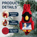 Family,Memorial,Sad,Christmas - Custom Photo The Sky Looks Different Memorial - Personalized Crochet Cardinal Bird Hanging Decoration