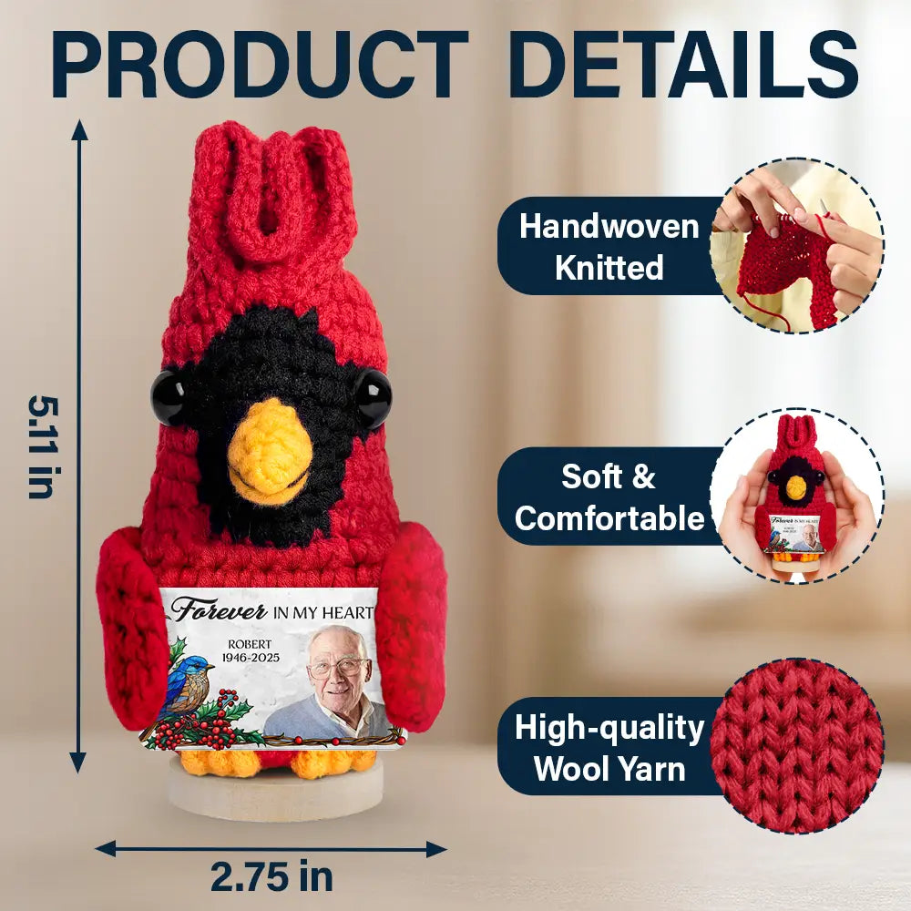 Family,Memorial,Sad - Custom Photo Memorial Although You Cannot See Me - Personalized Doll Crochet With Custom Card