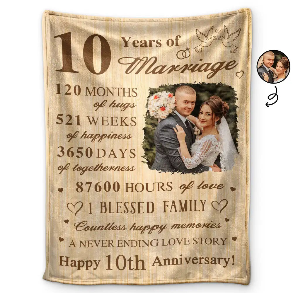 Custom Photo Wedding Anniversary Wedding Gift - Personalized Fleece Blanket, Sherpa Blanket