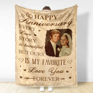 Wedding Anniversary,Gift For Couples,Gift For Husband,Gift For Wife,Happy - Custom Photo Wedding Anniversary Wedding Gift - Personalized Fleece Blanket, Sherpa Blanket