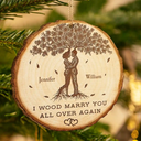 Wedding Anniversary,Gift For Couples,Gift For Husband,Gift For Wife,Happy - I Wood Marry You All Over Again, 5th Anniversary - Personalized Custom Shaped Wooden Ornament