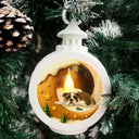 Christmas,Dog Lovers,Memorial,Sad,Cat Lovers,Pet Lovers - Custom Photo I Love You To The Moon Pet Memorial - Personalized Candlelight Lantern Ornament