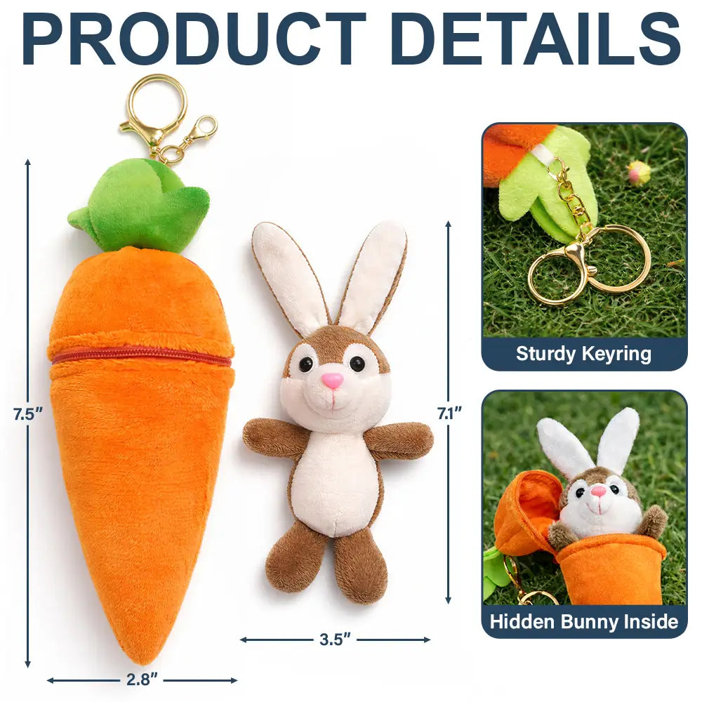 Easter,Non-Eng,Gift For Kids,Gift For Grandkids,Grandma - Grandkids,Grandpa - Grandkids,Dad - Children,Mom - Children,Happy - Easter Bunny Carrot With Custom Name - Personalized Plush Reversible Carrot Bunny Keychain