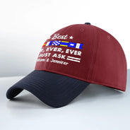 Gift For Father,Gift For Grandpa,Happy - Best Dad Ever Nautical Flags Marine Code - Personalized Embroidered Two Tone Cap