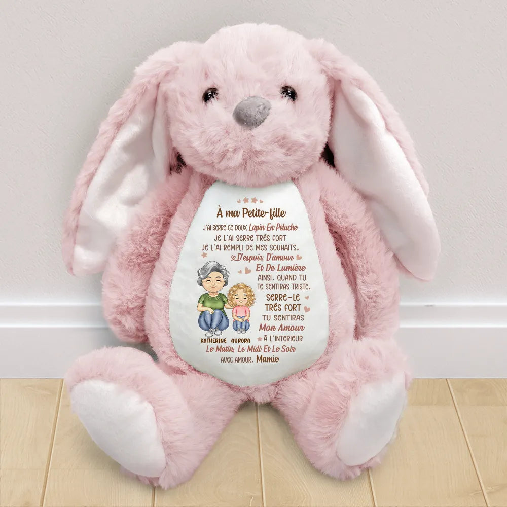 Gift For Kids,Gift For Grandkids,Gift For Daughter,Gift For Son,French,Non-Eng,Vector,Cozy - Je L’ai Rempli De Mes Souhaits Pour Mes Petits-Enfants - Peluche Lapin Personnalisée