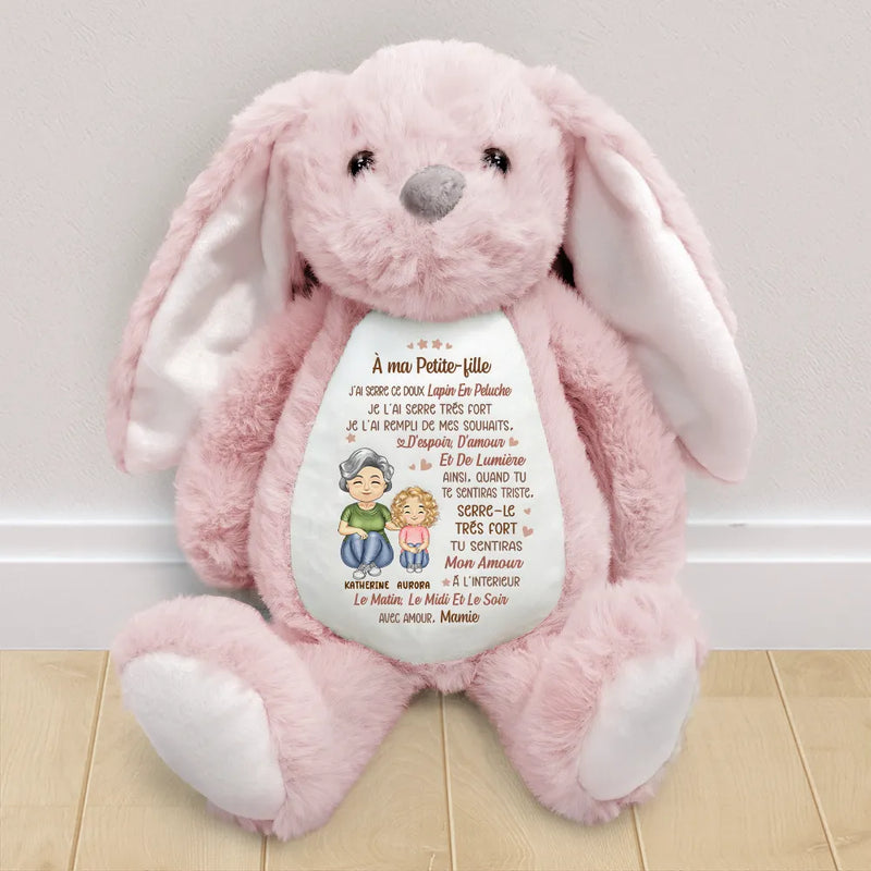Gift For Kids,Gift For Grandkids,Gift For Daughter,Gift For Son,French,Non-Eng,Vector,Cozy - Je L’ai Rempli De Mes Souhaits Pour Mes Petits-Enfants - Peluche Lapin Personnalisée