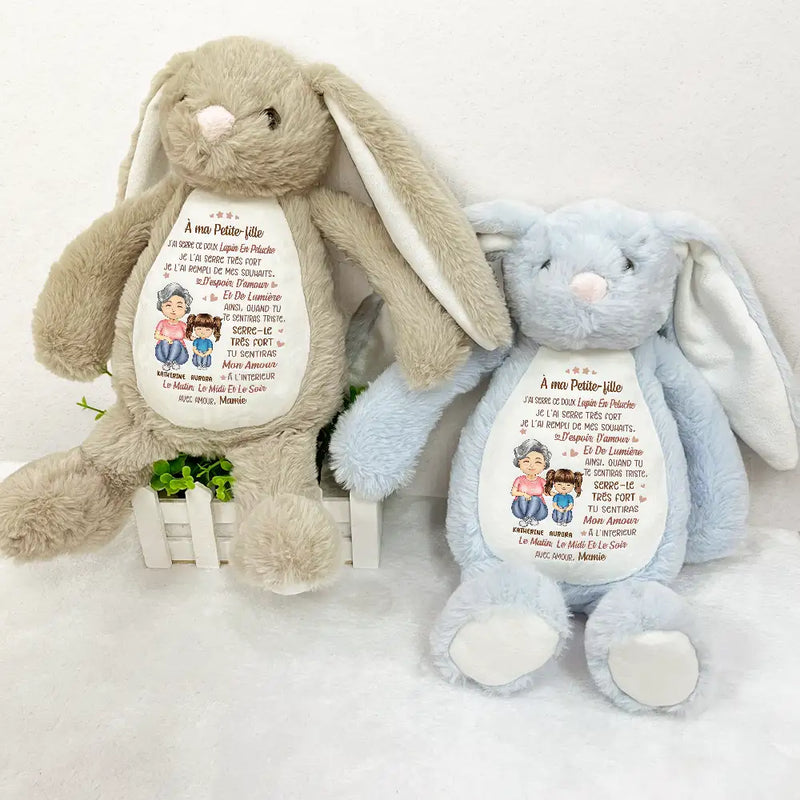 Gift For Kids,Gift For Grandkids,Gift For Daughter,Gift For Son,French,Non-Eng,Vector,Cozy - Je L’ai Rempli De Mes Souhaits Pour Mes Petits-Enfants - Peluche Lapin Personnalisée