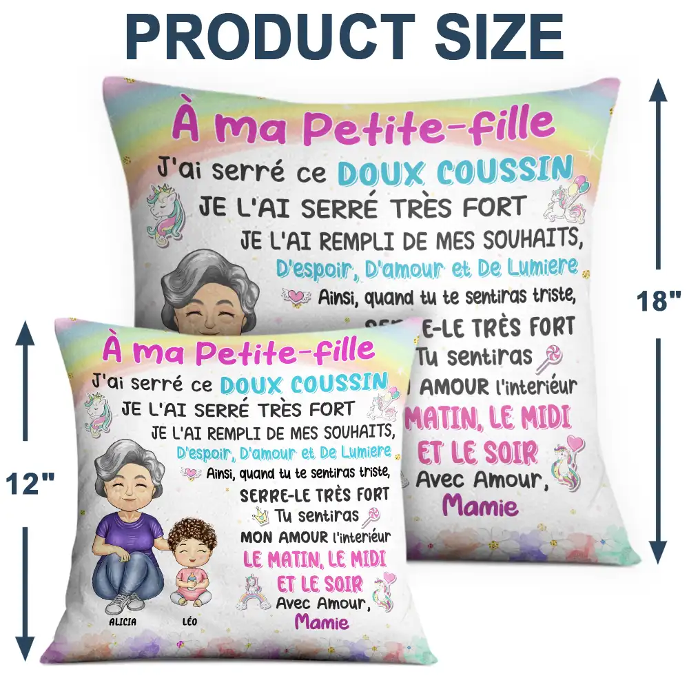 Gift For Kids,Gift For Grandkids,Gift For Daughter,Gift For Son,French,Non-Eng,Vector,Cozy - Grand-Mère Et Petit-Enfant J’ai Serré Ce Doux Coussin - Coussin Personnalisé