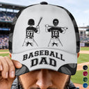Gift For Father,Gift For Grandpa,Baseball,Softball,Non-Eng,Icon,Confident - Baseball Softball Dad Papa Kids Backside Line Art - Personalized Classic Cap