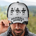Gift For Father,Gift For Grandpa,Baseball,Softball,Non-Eng,Icon,Confident - Baseball Softball Dad Papa Kids Backside Line Art - Personalized Classic Cap