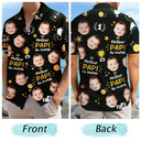 Gift For Father,Custom Photo,French,Non-Eng,Proud,Cut-Face Photo - Photo Personnalisable Meilleur Papa Du Monde Motif Trophée - Chemise Hawaïenne Personnalisée