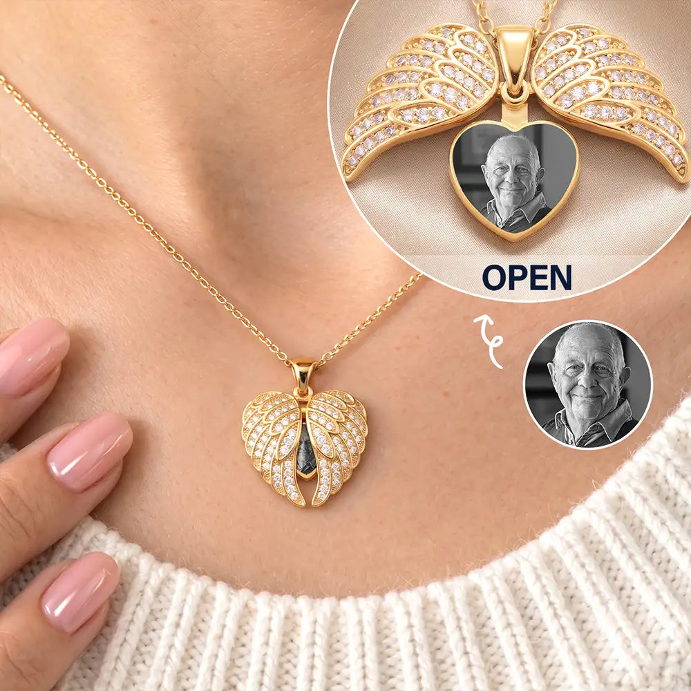 Custom Photo,Sympathetic,Gift For Yourself,Memorial,Gift For Women,Upload Full Photo - Custom Photo Memorial Sympathy Gift For Her - Personalized Hidden Message Necklace