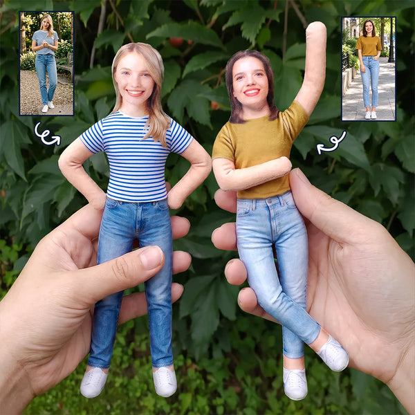 Funny Friendship Gift For Best Friend, Bestie, Coworker, BFF - Personalized Custom Photo Squishy Toy Poseable Plush Doll