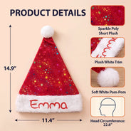 Christmas,Custom Text,Family,Happy - Christmas Party Gift For Family, Best Friend, Brother, Sister - Personalized Glitter Effect Santa Hat