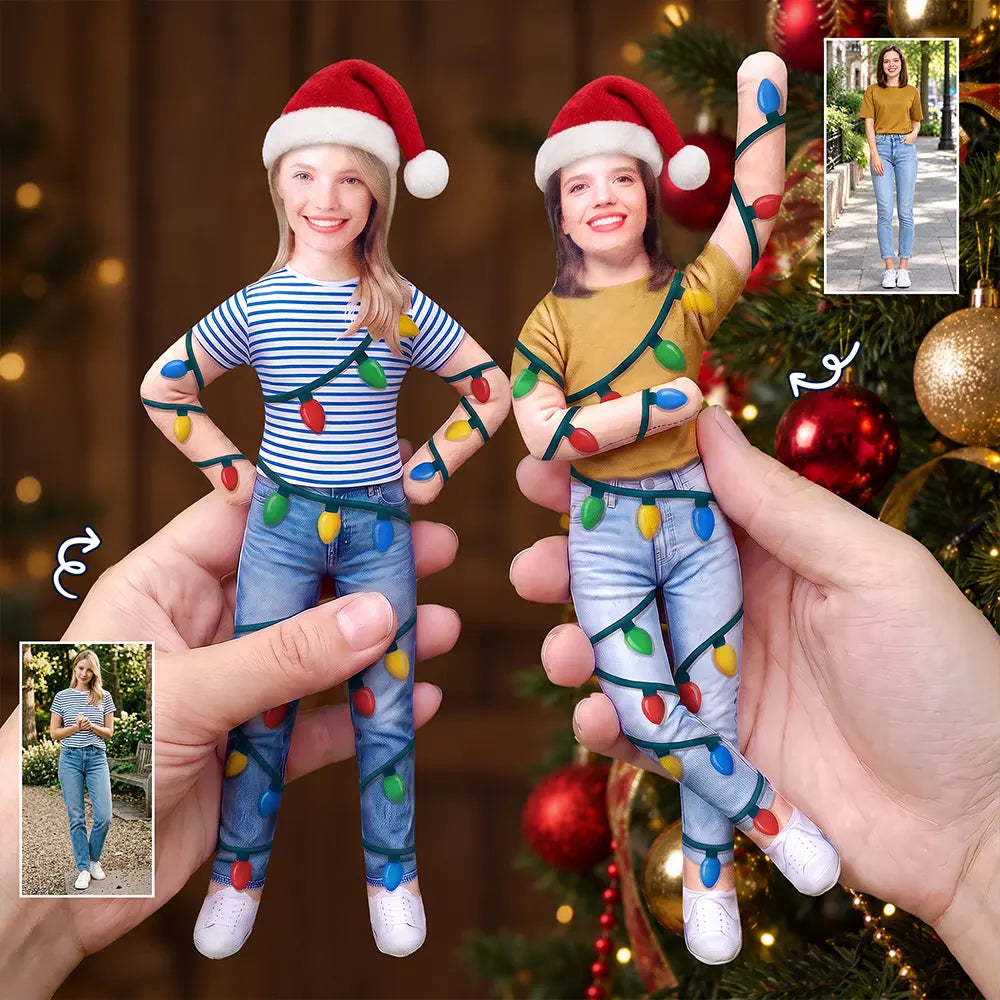 Afro Besties, Art Design, Christmas, Custom Photo, Gift For Bestie, Humorous, Photo - Christmas Poseable Body Doll - Funny Friendship Gift For Best Friend, Bestie, Coworker, BFF - Personalized Custom Photo Christmas Squishy Toy Poseable Plush Doll