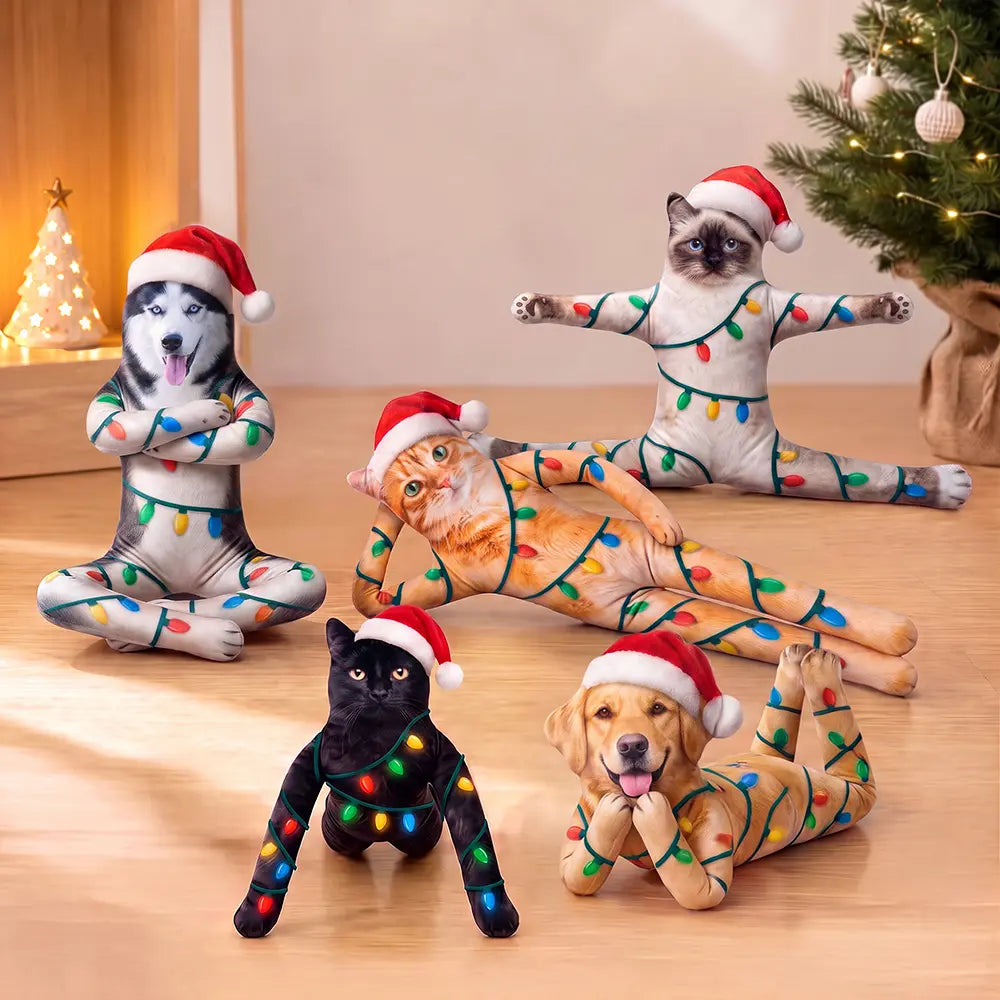 Art Design, Christmas, Custom Photo, Humorous, Pet Lovers, Photo - Christmas Poseable Body Doll - Funny Gift For Dog Mom, Dad, Cat Lover - Personalized Custom Photo Christmas Pet Squishy Toy Poseable Plush Doll