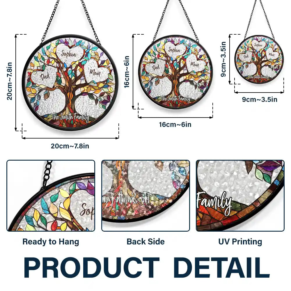 Family - Family Unbreakable Bond Tree Of Life - Personalized Stained Glass Window Hanging Suncatcher