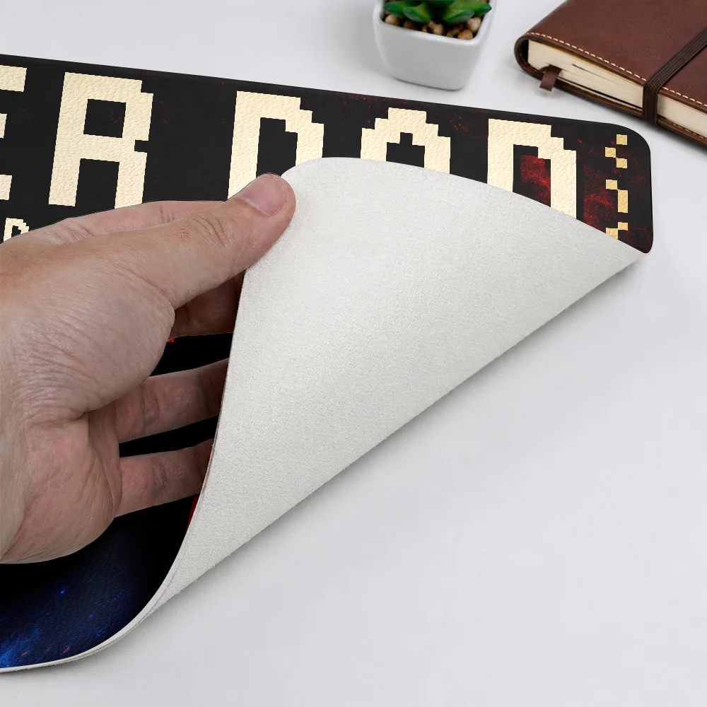 Gift For Father,Gaming,Dad - Children,Non-Eng,Vector,Humorous - Gamer Dad Only Much Cooler - Personalized Leather Desk Mat