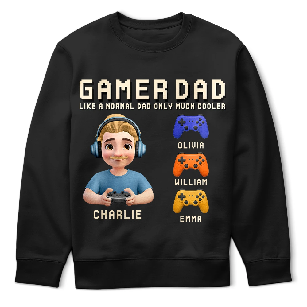 Dad - Children,Gift For Father,Gaming,Non-Eng,Icon,Humorous - Gamer Dad Only Much Cooler - Personalized T Shirt