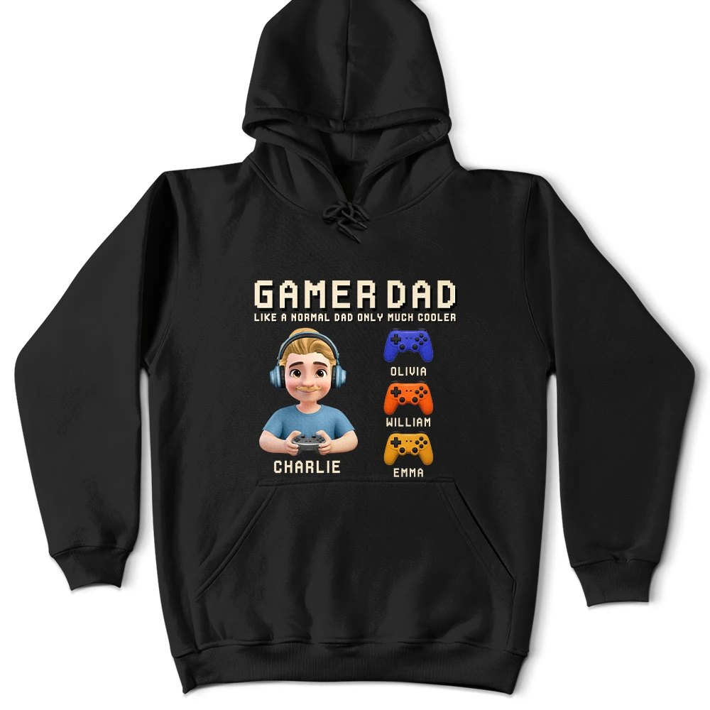 Dad - Children,Gift For Father,Gaming,Non-Eng,Icon,Humorous - Gamer Dad Only Much Cooler - Personalized T Shirt