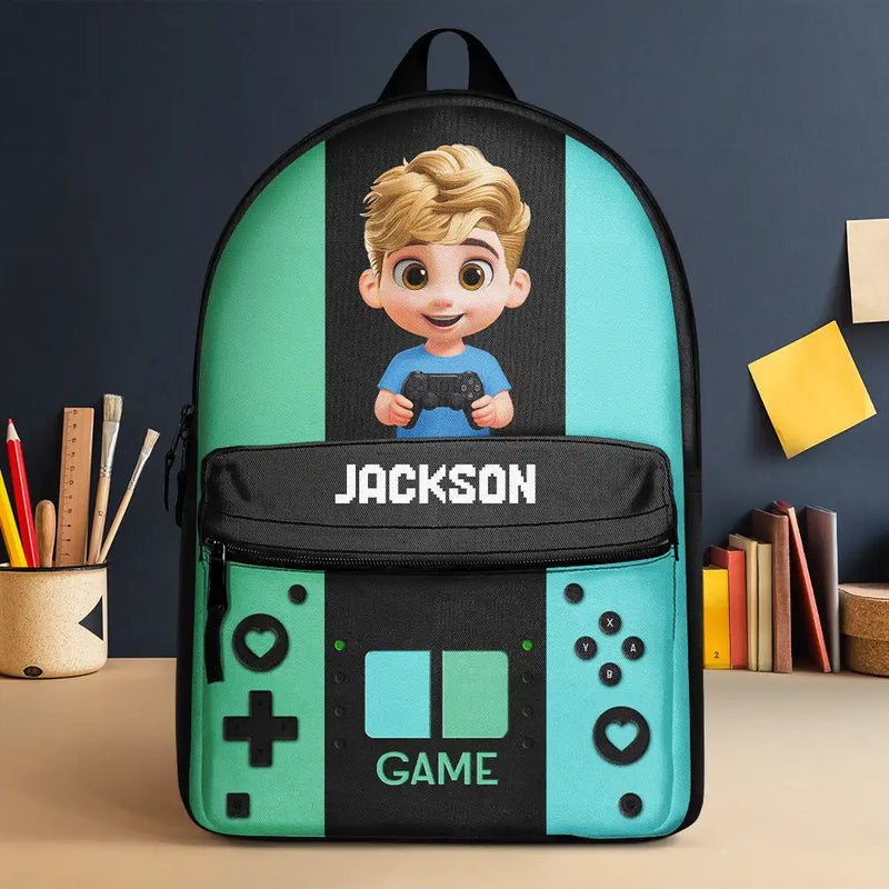 Gift For Kids,Gift For Grandkids,Happy - Gaming Kids Boys Girls - Personalized Canvas Backpack