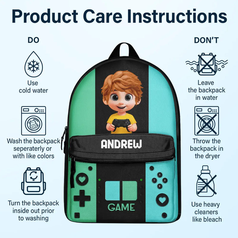 Gift For Kids,Gift For Grandkids,Happy - Gaming Kids Boys Girls - Personalized Canvas Backpack