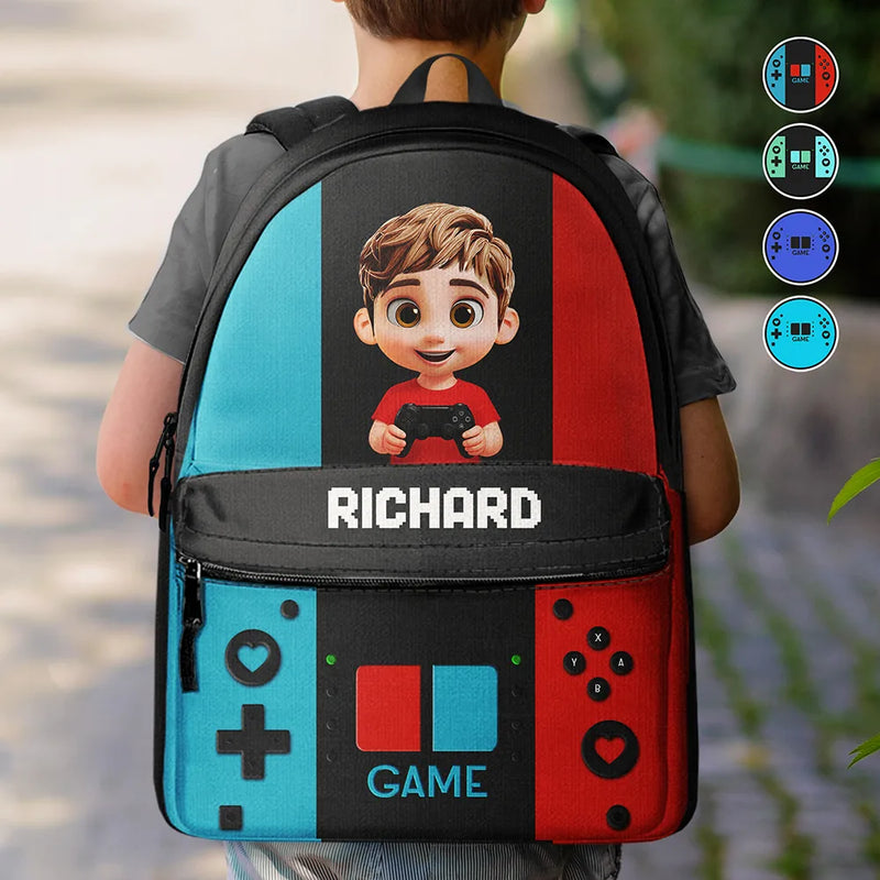 Gift For Kids,Gift For Grandkids,Happy - Gaming Kids Boys Girls - Personalized Canvas Backpack