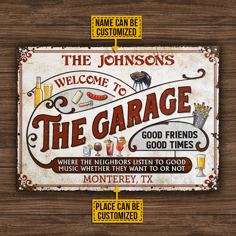Garage Grilling Red Listen To The Good Music Custom Classic Metal Signs