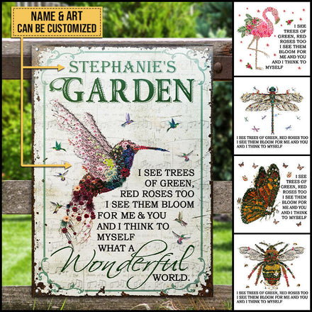 Art floral de jardin Quel monde merveilleux Panneaux métalliques classiques personnalisés