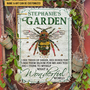 Art floral de jardin Quel monde merveilleux Panneaux métalliques classiques personnalisés