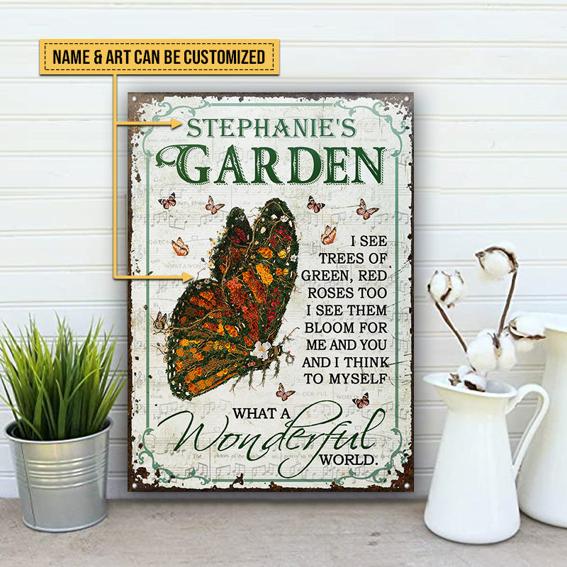 Garden Floral Art What A Wonderful World Custom Classic Metal Signs