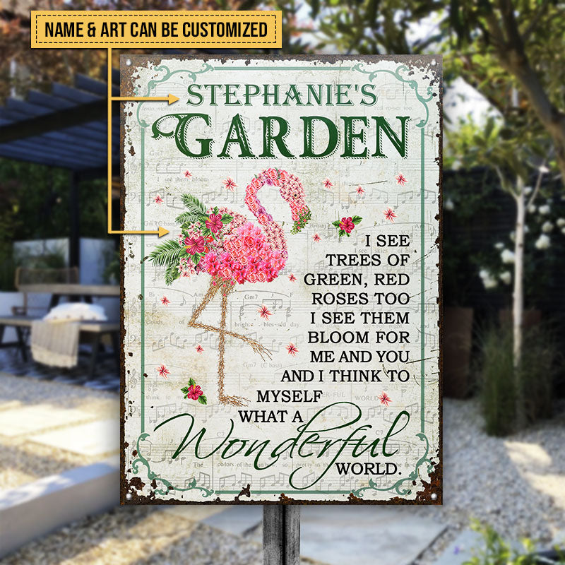 Art floral de jardin Quel monde merveilleux Panneaux métalliques classiques personnalisés