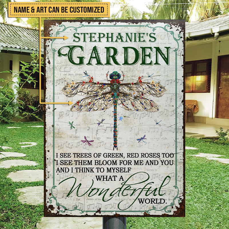 Art floral de jardin Quel monde merveilleux Panneaux métalliques classiques personnalisés