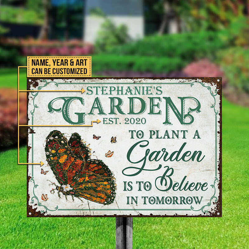 Garden Floral Art Believe In Tomorrow Custom Classic Metal Signs