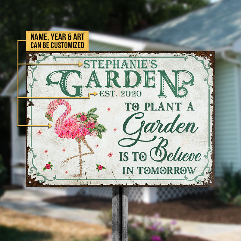 Garden Floral Art Believe In Tomorrow Custom Classic Metal Signs