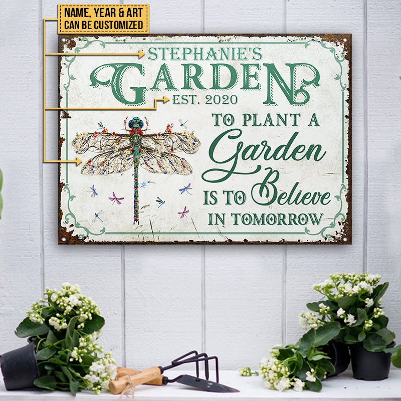 Garden Floral Art Believe In Tomorrow Custom Classic Metal Signs
