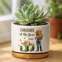 Gardening, Happy, Gift For Women - Gardener Of The Year - Personalized Ceramic Plant Pot