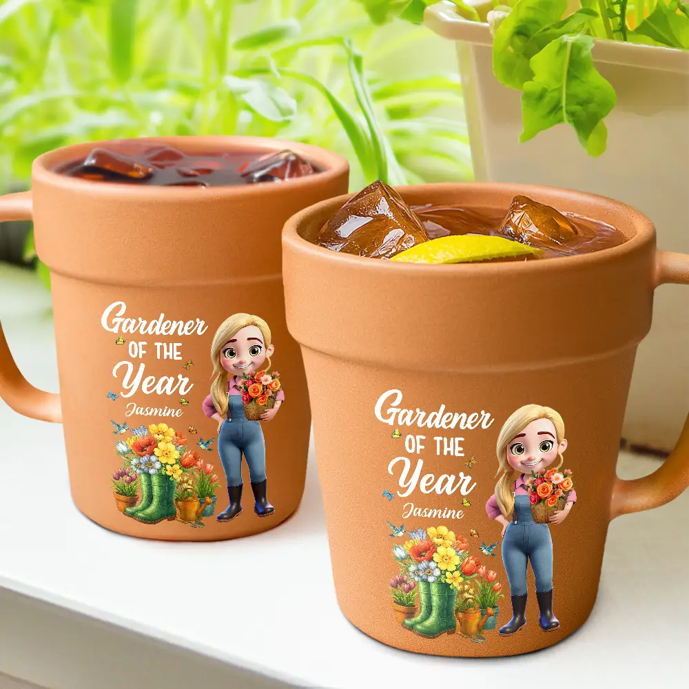Gardening, Gift For Women, Happy, Gift For Yourself - Gardener Of The Year - Personalized Plant Pot Ceramic Mug