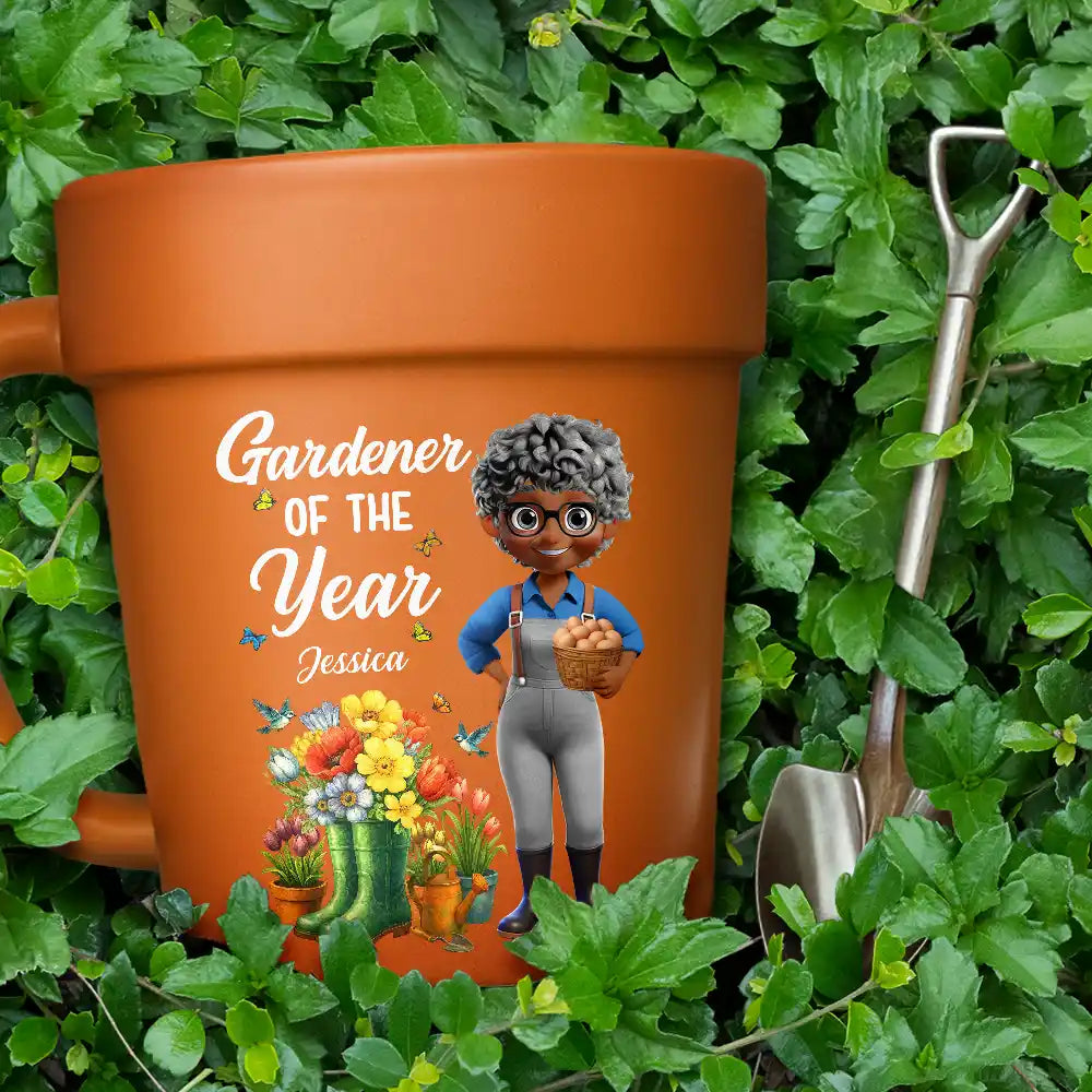 Gardening, Gift For Women, Happy, Gift For Yourself - Gardener Of The Year - Personalized Plant Pot Ceramic Mug