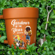 Gardening,Gift For Yourself,Gift For Women,Summer,Happy - Gardener Of The Year With Dogs - Personalized Plant Pot Ceramic Mug